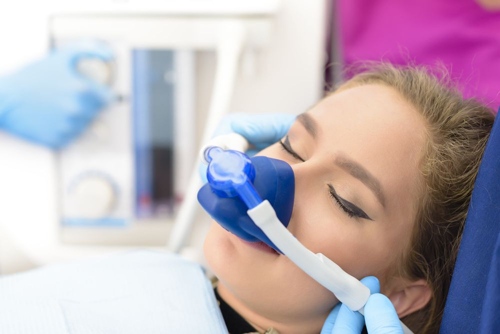 Woman receiving Nitrous Oxide at the dentist