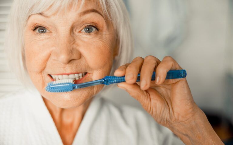 Elderly Woman Tooth Care